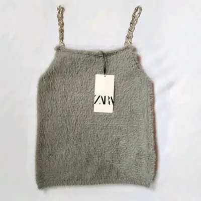 Top gris con tirantes trenzados Zara retorno - miniatura 1
