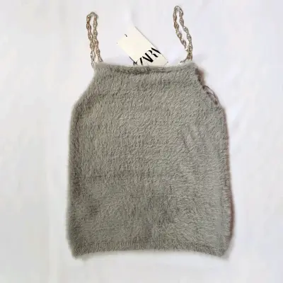 Top gris con tirantes trenzados Zara retorno - miniatura 2