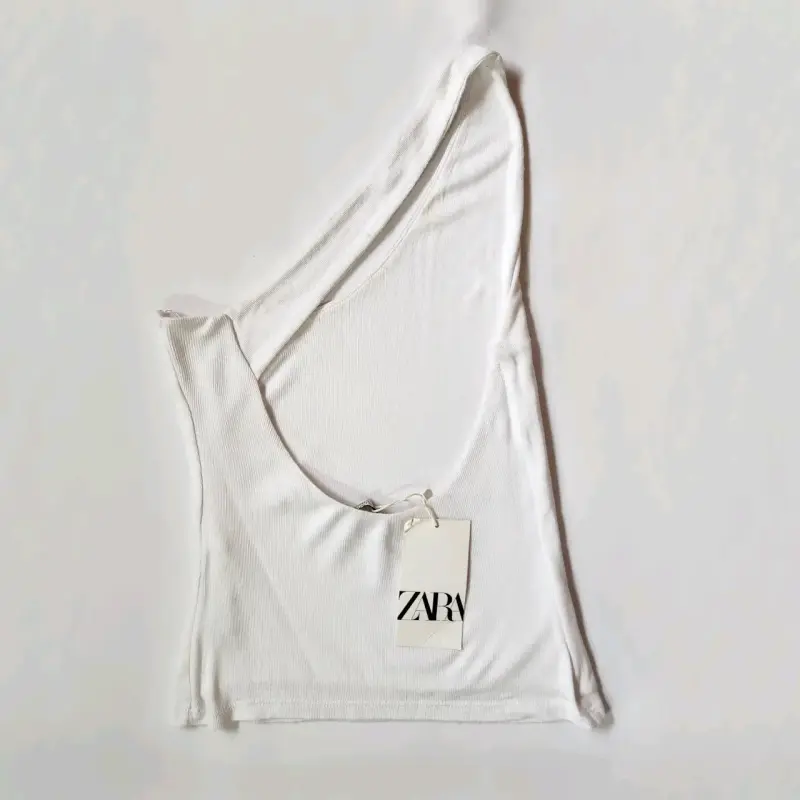 Polera blanca un hombro Zara retorno - 3