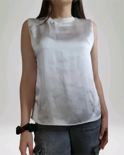 Blusa sin mangas beige - miniatura 6