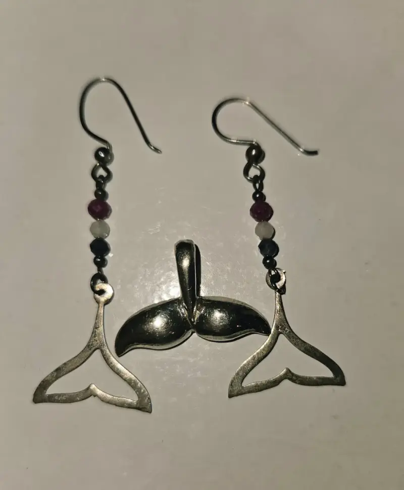 Set colgante y aros cola de ballena - 1