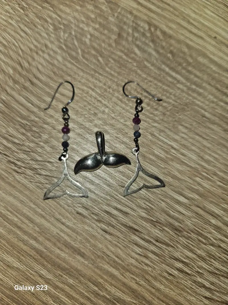 Set colgante y aros cola de ballena - 2