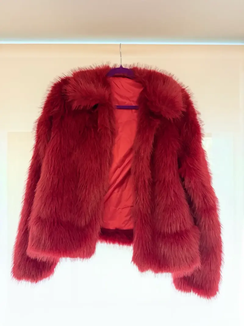Chaqueta de pelo sintético roja - 1