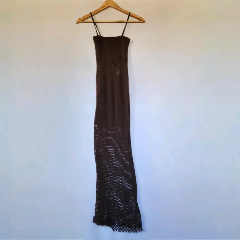 Vestido largo marrón de tirantes Zara(retorno) - 2
