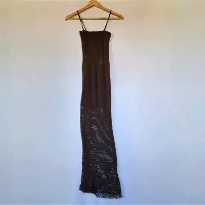 Vestido largo marrón de tirantes Zara(retorno) - miniatura 2