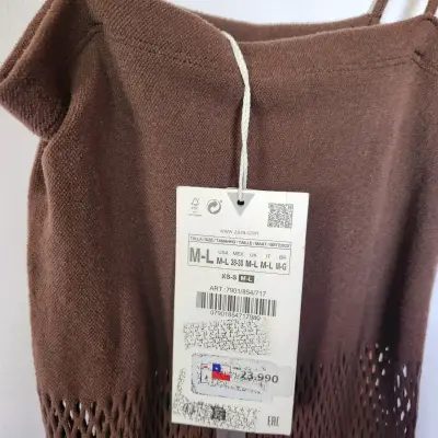 Vestido largo marrón de tirantes Zara(retorno) - miniatura 3