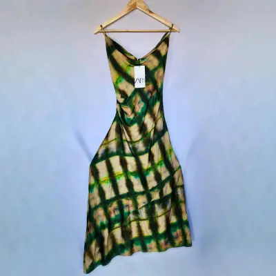 Vestido tie-dye verde y beige Zara(retorno) - miniatura 1