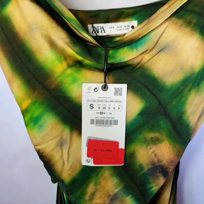 Vestido tie-dye verde y beige Zara(retorno) - 3