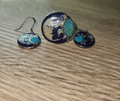 Aros y anillo de plata lapizlazuli - miniatura 1