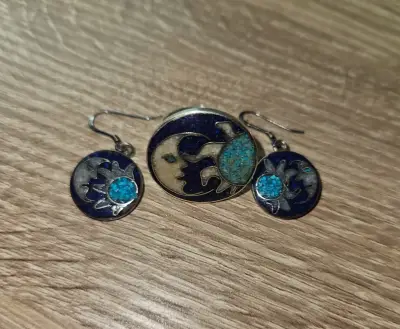 Aros y anillo de plata lapizlazuli - miniatura 2