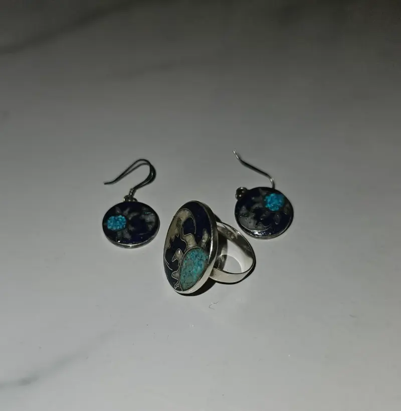 Aros y anillo de plata lapizlazuli - 4