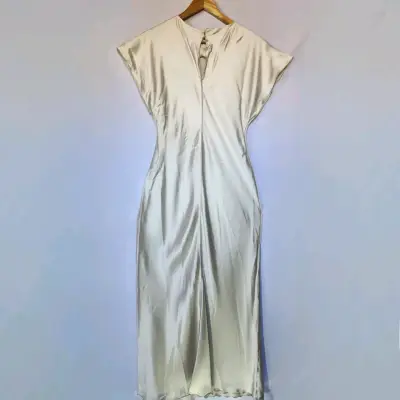 Vestido seda beige elegante Zara(retorno) - miniatura 2