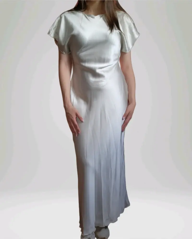Vestido seda beige elegante Zara(retorno) - 6