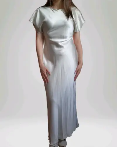 Vestido seda beige elegante Zara(retorno) - miniatura 6