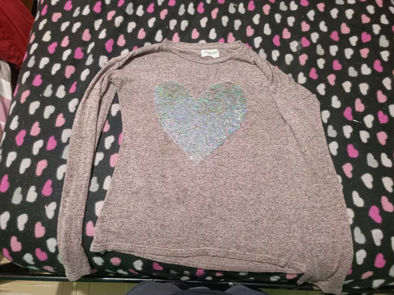 Polerón melange con corazón brillante - 1