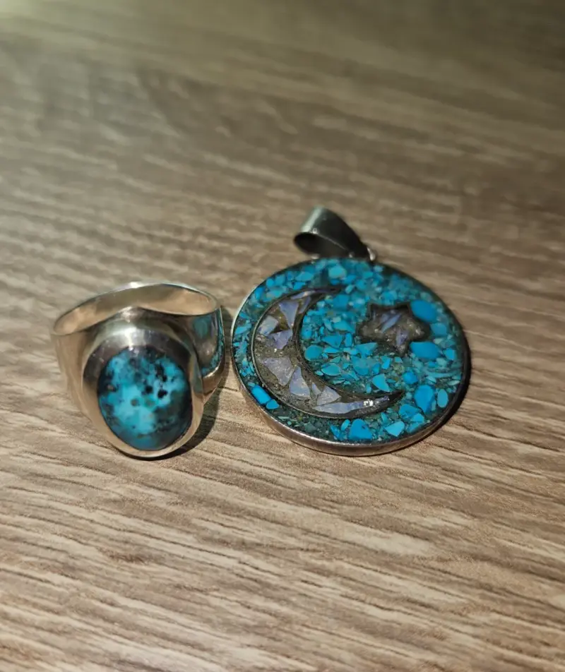 Anillo y colgante turquesa - 1