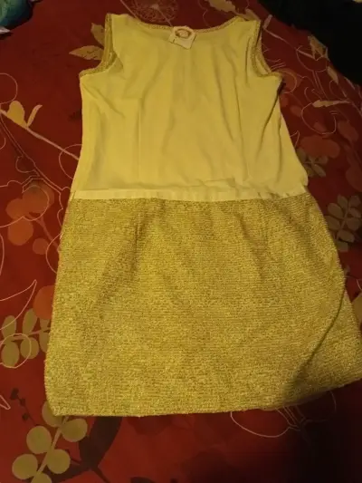 Vestido corto beige brillante - miniatura 1
