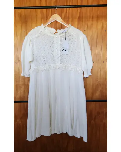 Vestido blanco de encaje Zara(retorno) - miniatura 1
