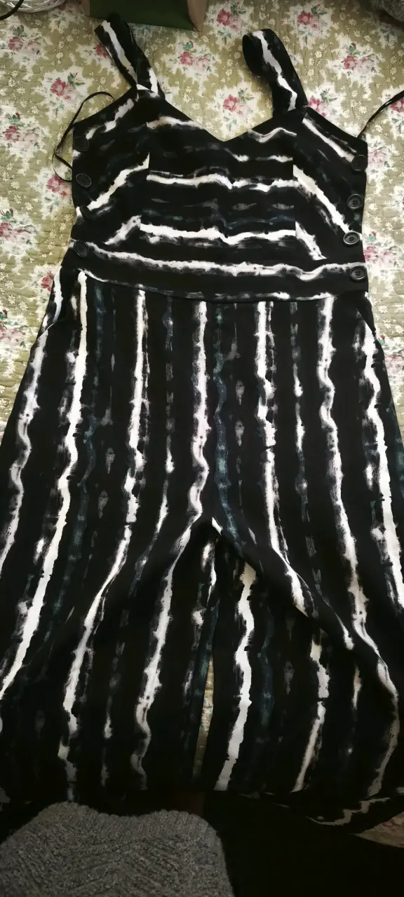 Enterito negro rayado mujer - 1