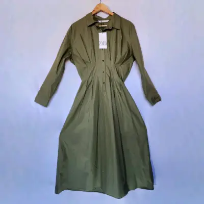 Vestido verde musgo Zara(retorno) - miniatura 1