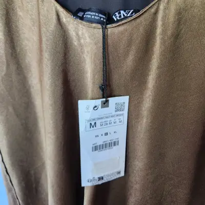 Vestido marrón de tirantes delgados Zara(retorno) - miniatura 3