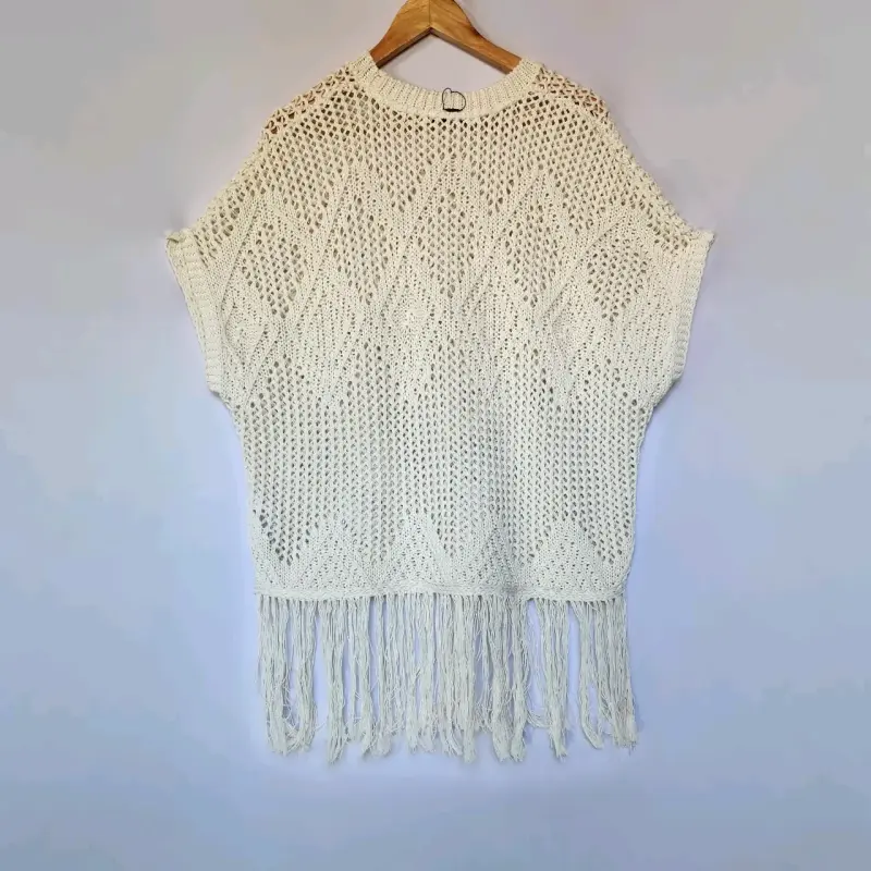 Chaleco tejido beige con flecos Zara(retorno) - 2