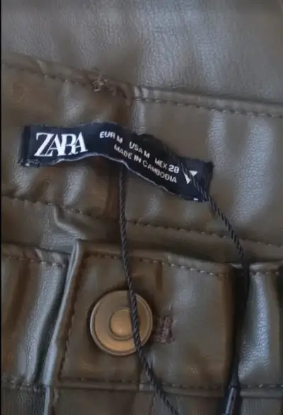 Pantalones de cuero verde Zara Talla M(40-42) - miniatura 2