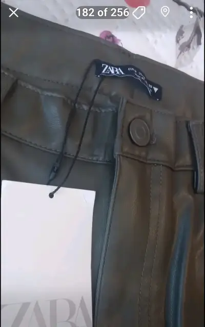 Pantalones de cuero verde Zara Talla M(40-42) - miniatura 3