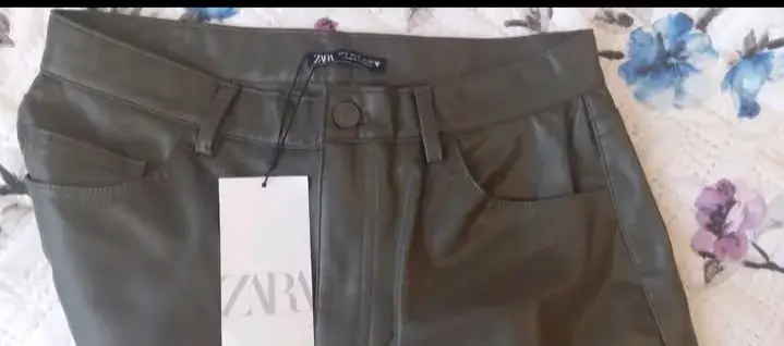 Pantalones de cuero verde Zara Talla M(40-42) - 4