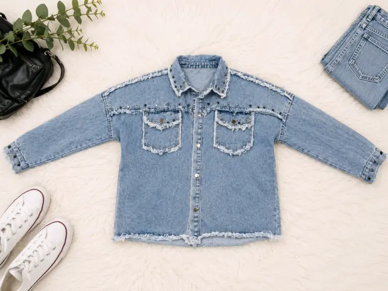 Chaqueta de mezclilla con tachuelas