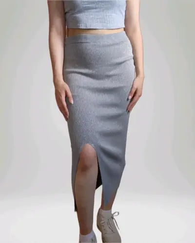 Falda gris larga elegante Zara(retorno) - miniatura 4
