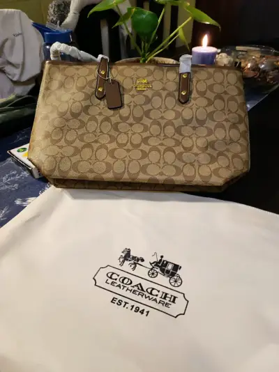 Bolso grande marrón Coach - miniatura 5