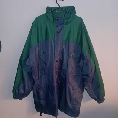 Chaqueta cortaviento bicolor impermeable vintage - miniatura 3