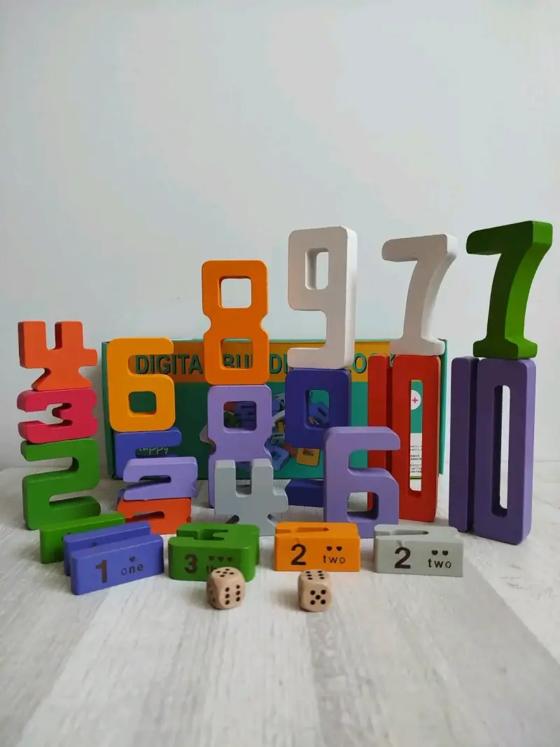 Bloques numéricos de madera