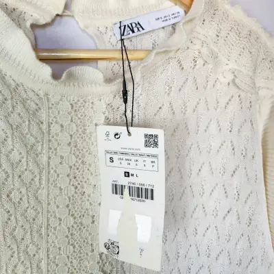 Vestido blanco de encaje Zara(retorno) - miniatura 3