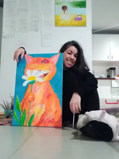 Pintura de gato sonriente - miniatura 2
