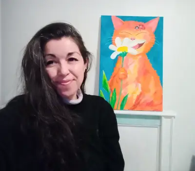 Pintura de gato sonriente - miniatura 3