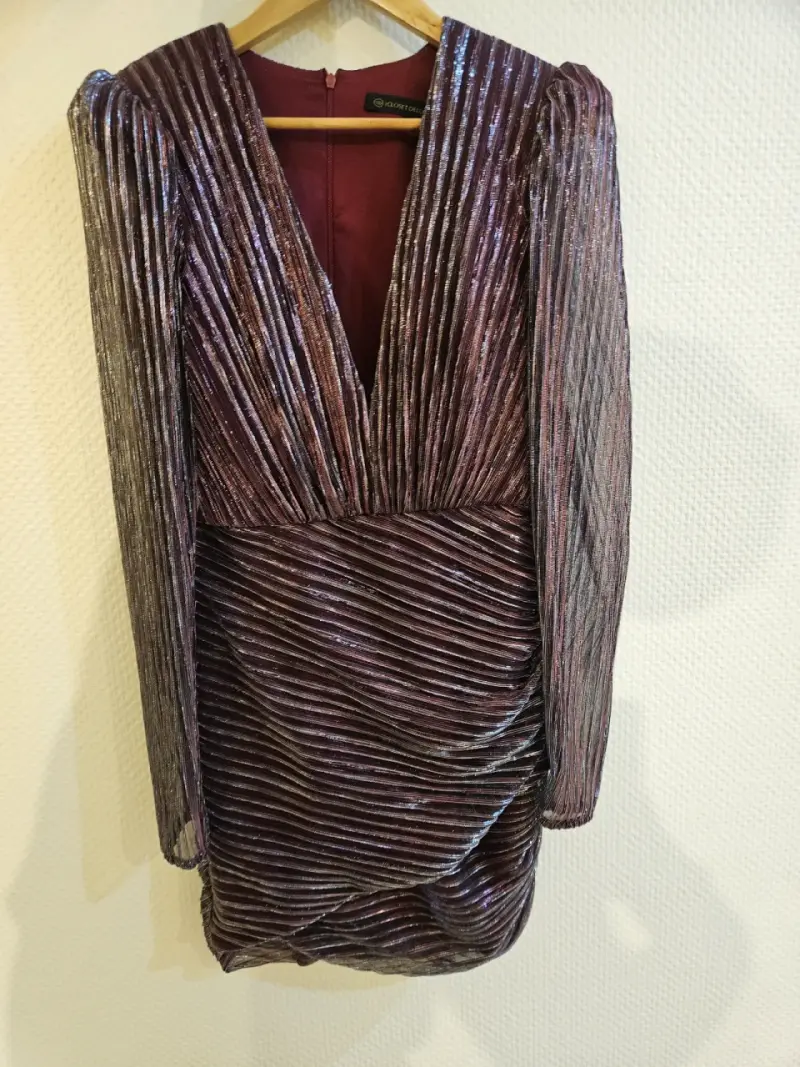 Vestido plisado purpura brillante - 1