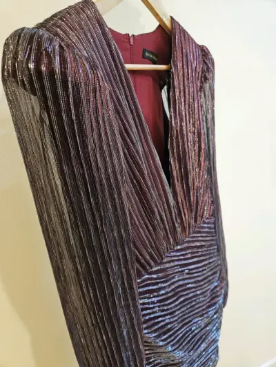 Vestido plisado purpura brillante - miniatura 2