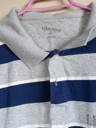 Polera polo rayada azul y gris - miniatura 2