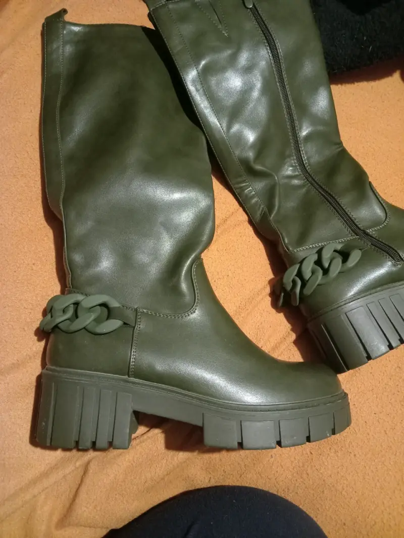 Botas largas verdes de cuero - 3