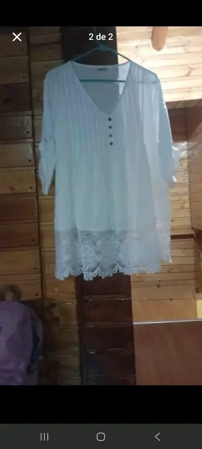 Blusa blanca con encaje - miniatura 2