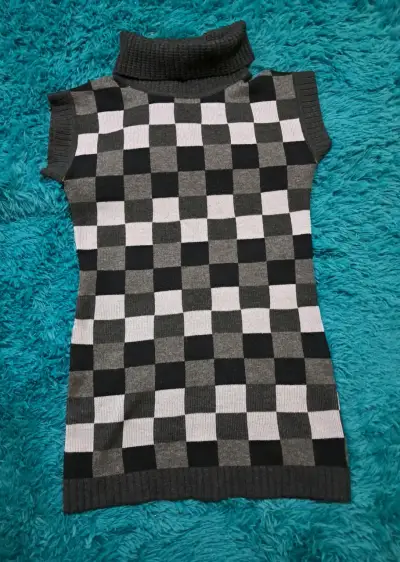 Vestido a cuadros negro y blanco - miniatura 1