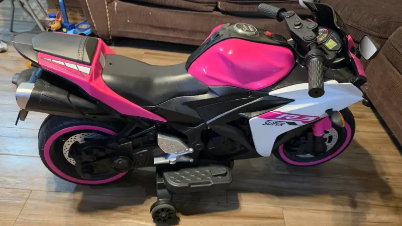 Moto eléctrica infantil rosa - 3
