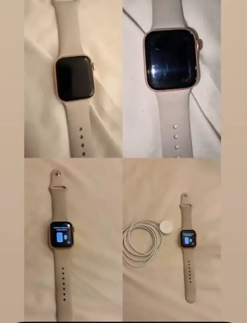 Smartwatch dorado con correa beige - 1