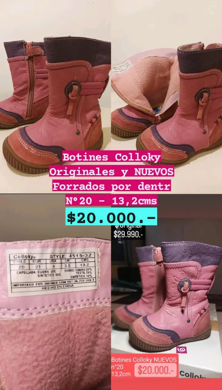 Botines rosados Colloky nuevos