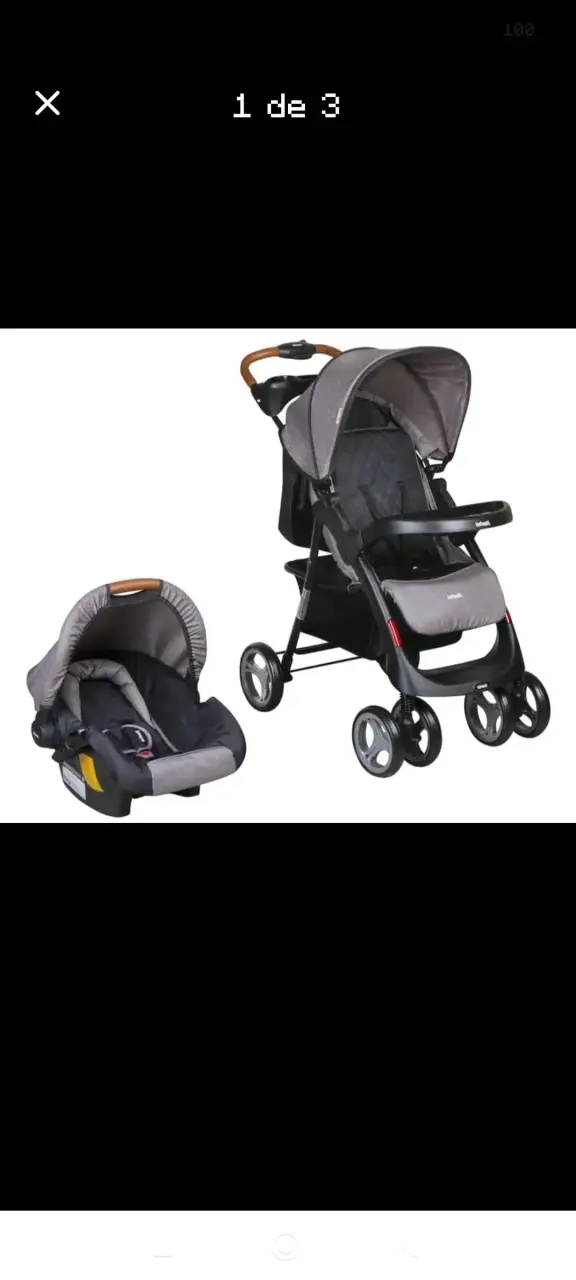 Coche y silla de auto gris