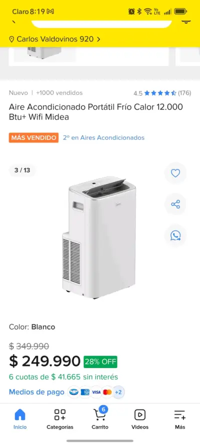Aire acondicionado portátil Midea - miniatura 4