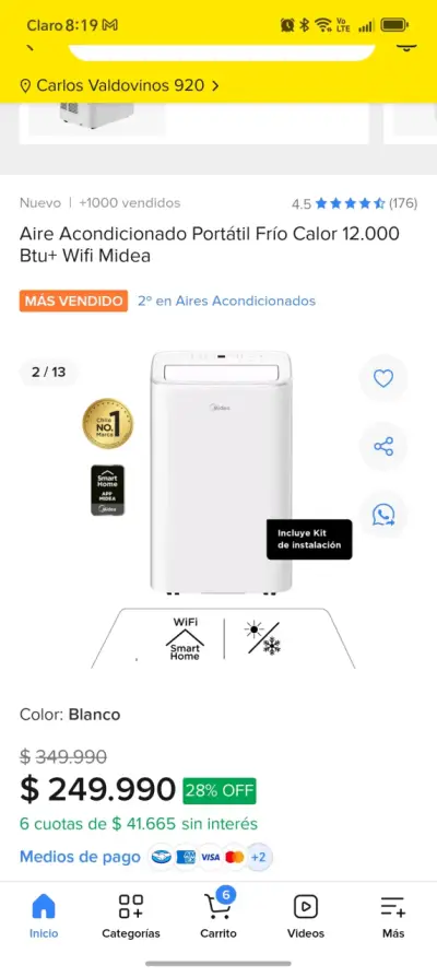 Aire acondicionado portátil Midea - miniatura 5