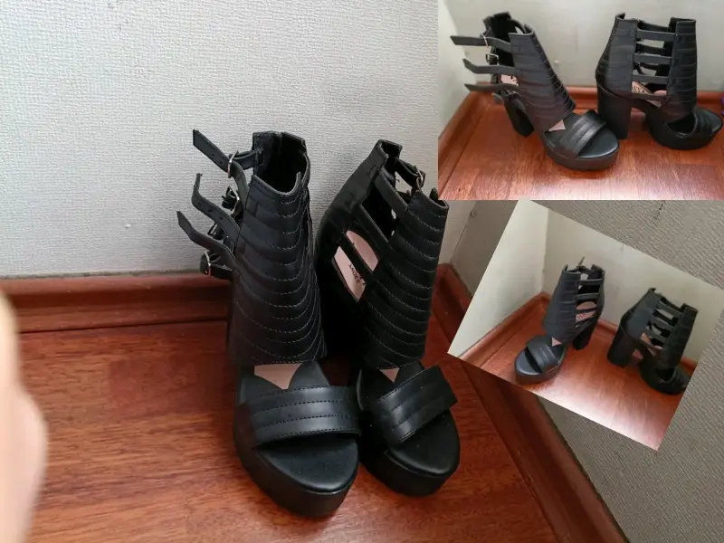 Sandalias negras de tacón alto - 1